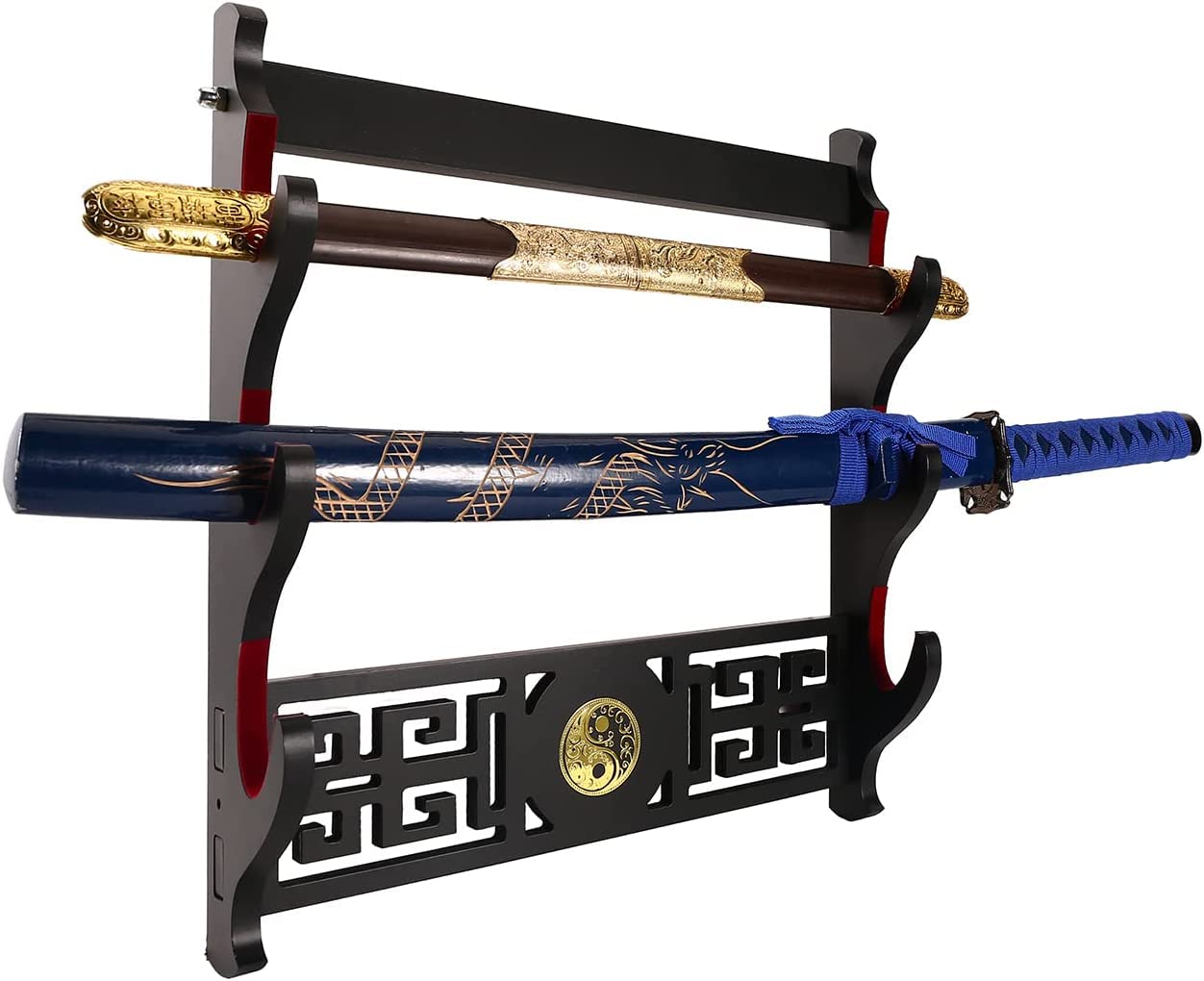 Ensemble Katana 100cm + Wakizashi + Tantô + Support - Lot Katanas