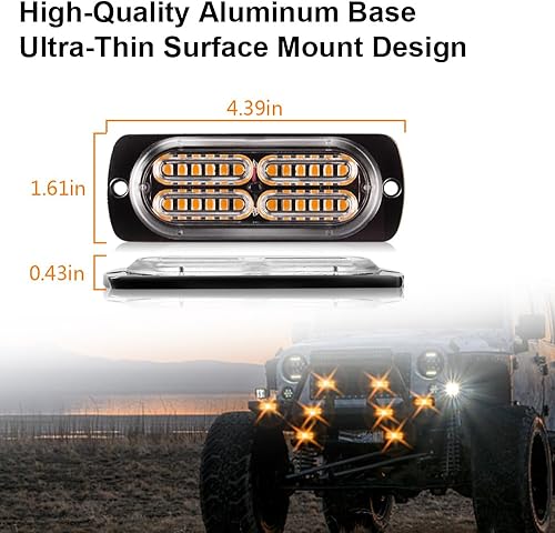 Miniatura 10 de Sidaqi 192 luces LED estroboscópicas intermitentes de emergencia rojas y azules para camiones, función de sincronización, luces LED ultra delgadas,