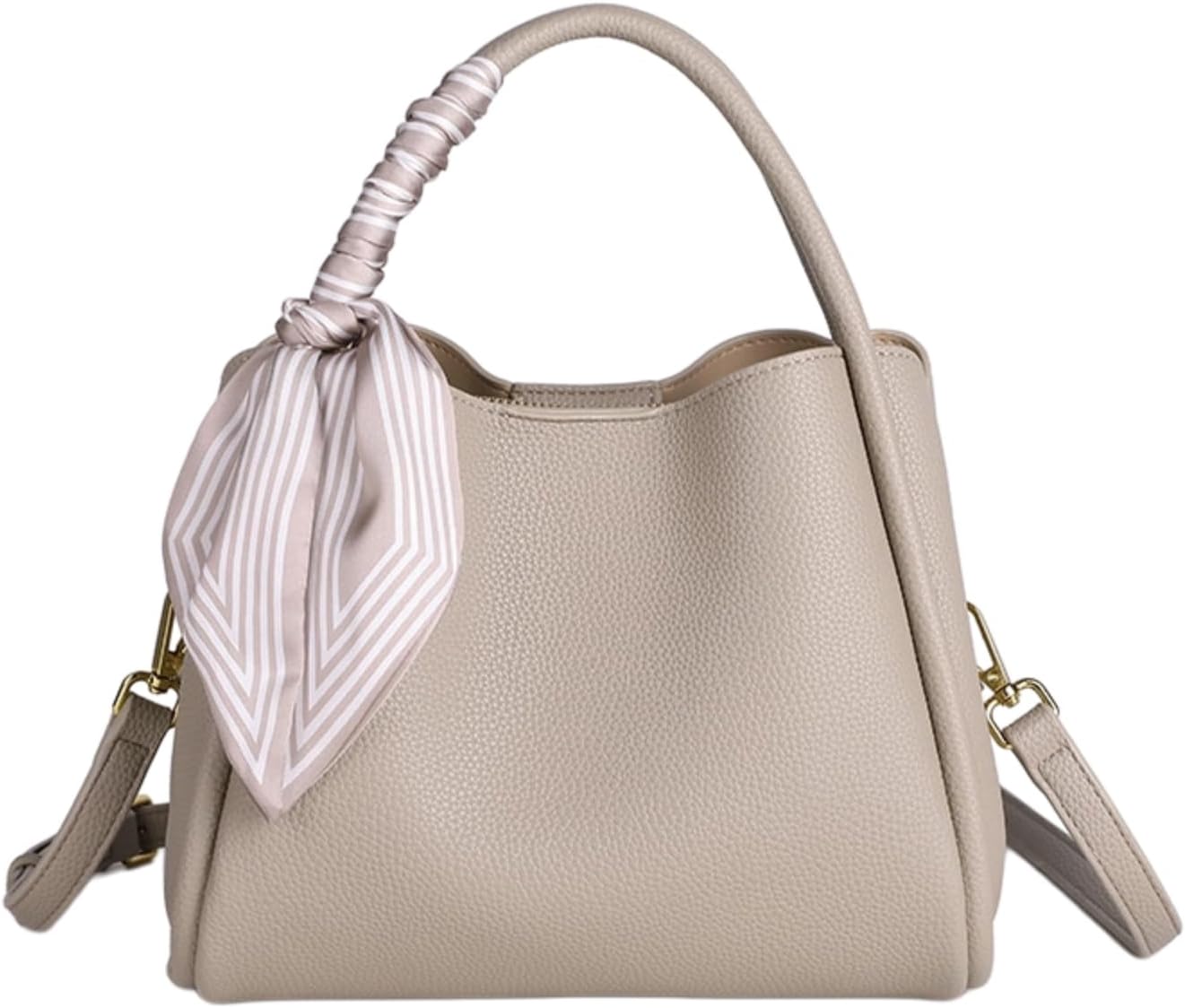 Crossbody Bags for Women PU Leather Tote Bag Trendy Purse with Silk Scarf Large Shoulder Bag Adjustable Strap Handbags