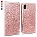 Price comparison product image OKZone Case for iPhone XS Max Case, Bling Glitter Sparkly PU Leather Flip Wallet [Card Slot] [Stand Function] [Magnetic Closure] [Inner Soft TPU] Folio Case Cover For iPhone XS Max (Rose Gold)