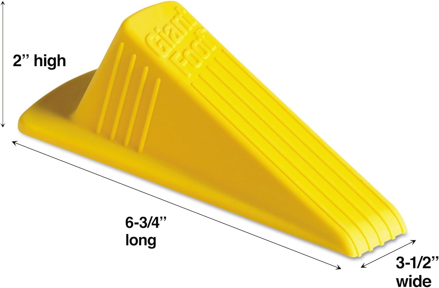 Master Caster 00966 Giant Foot Doorstop, No-Slip Rubber Wedge, 3-1/2w x 6-3/4d x 2h, Safety Yellow