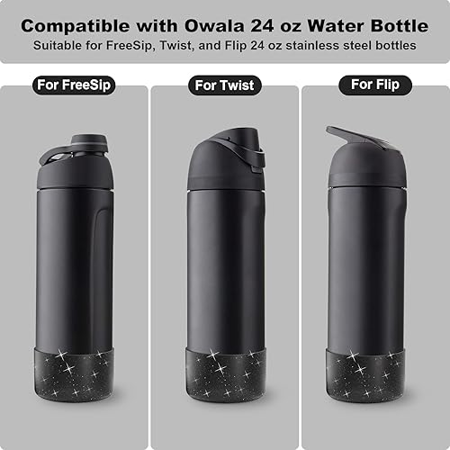 Miniatura 237 de 2 botas de silicona para botella de agua Owala de 24 onzas, 32 onzas, 40 onzas, funda protectora antideslizante para botellas de agua de acero