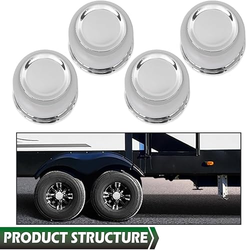 Miniatura 8 de GRAND ORANGE 4 tapas centrales de rueda cromadas para llantas de remolque de 3 14 pulgadas, 3.25 pulgadas, orificio central, rayado ligero