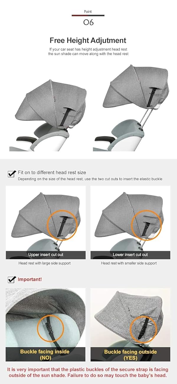 Manito Sun Shade Extender/Auxiliary Canopy for Car Seat (Beige) by Manito - Image 5