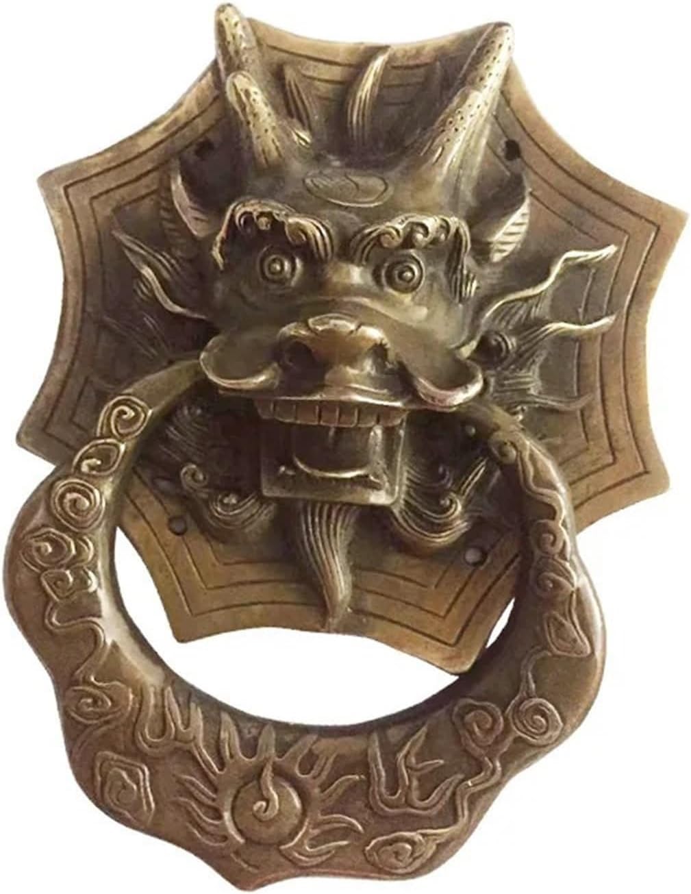 Zhaoqin 1 Piece Door Knocker Elegant Vintage Brass Dragon Knocker Wood Courtyard Gate Furniture Handles Bronze Door Home Decoration