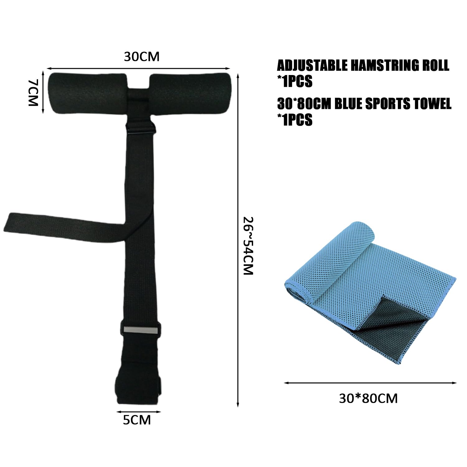 1 Piece Of Sports Curling Belt, 1 Piece Of Blue Sports Towel, Sit-Up Assister, Adjustable Curling Belt - Image 2