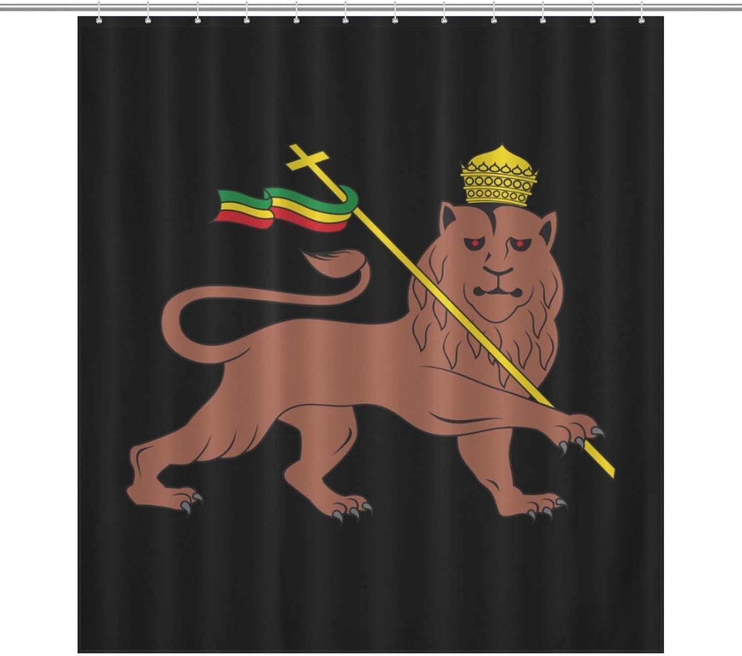 Lion of Judah Emblem of The Ethiopian Empire Funny Shower Curtains Washable Bath Curtain Liner with Hooks for Bathroom Bath Tubs