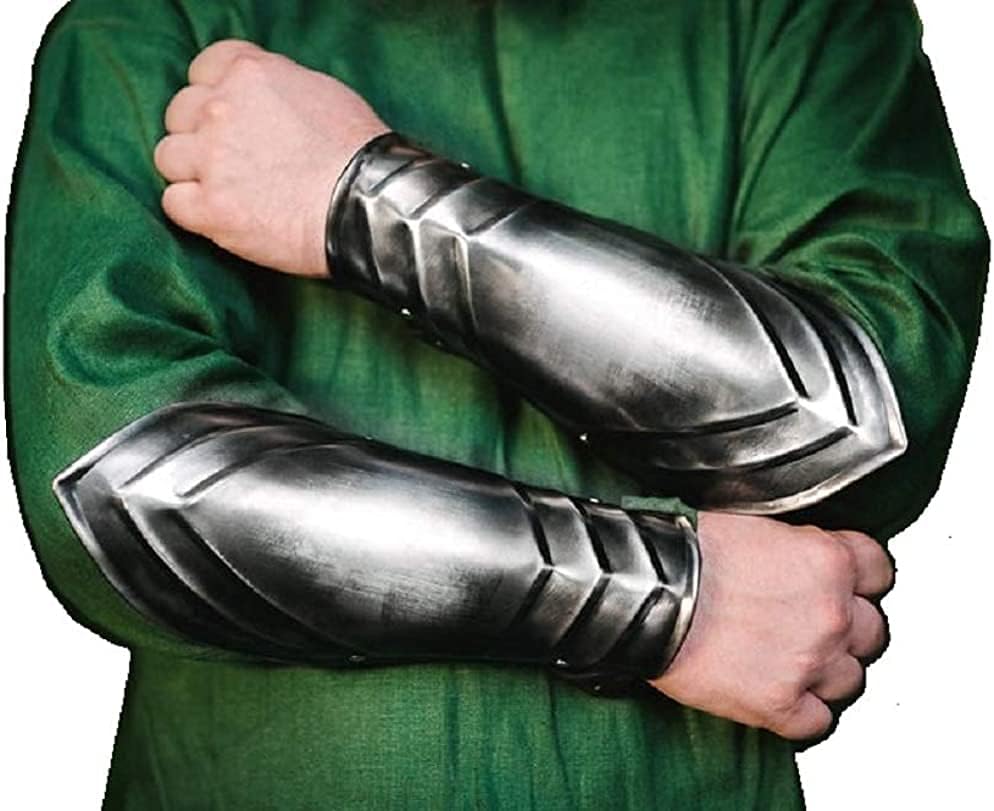 ARTIZANSTORE Medieval Knight Blackened Bracers Arm Armor LARP battles, SCA reenactments, cosplay events, Halloween costumes, Renaissance fairs