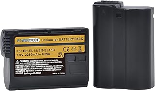 PowerTrust 2Pcs EN-EL15C EN-EL15b EN-EL15 Battery for Nikon Z5, Z6, Z6II, Z7, Z7II, 1 V1, D780 D500 D600 D610 D750 D7000 D7200 D7500 D800 D800E D810 D850