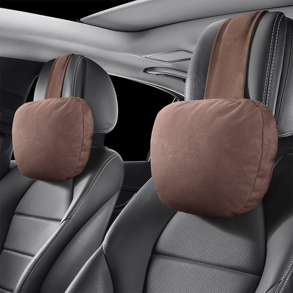 QIZUN 2pcs Car Headrest Neck Pillow for Acura Integra CDX CSX RSX TLX-L NSX ZDX RLX Ergonomic Car Neck Pillow, Neck Pain Relief & Comfortable Driving Support for Travel,Brown