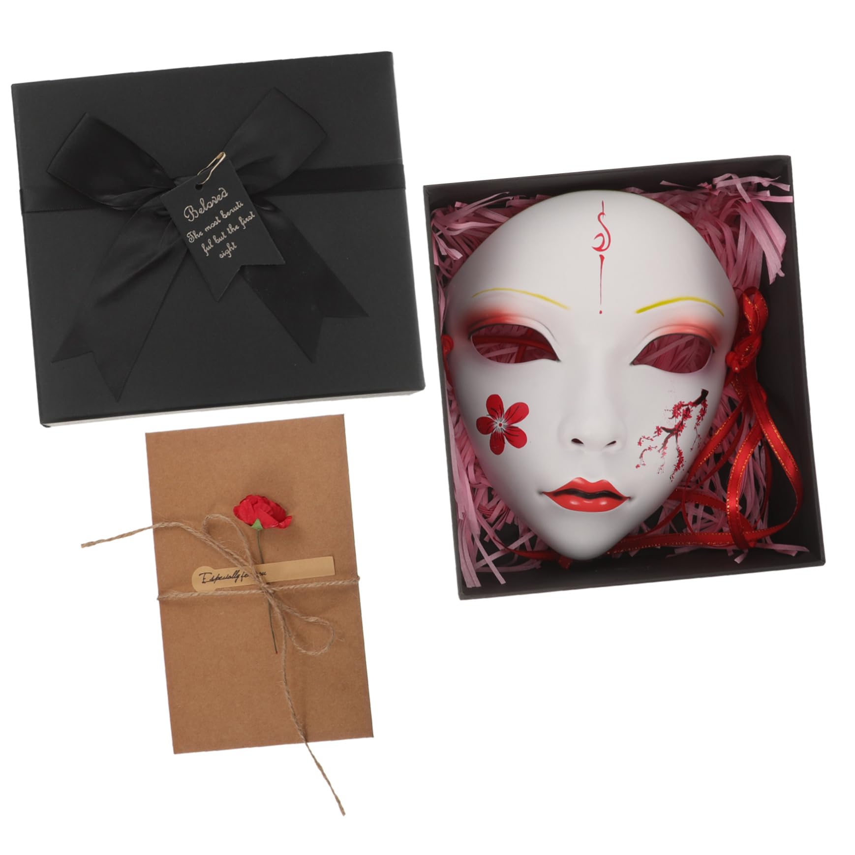 GAROZATION Masquerade Halloween Mask Tassel Mask for Adults Halloween Plastic Mask Stage Appeal