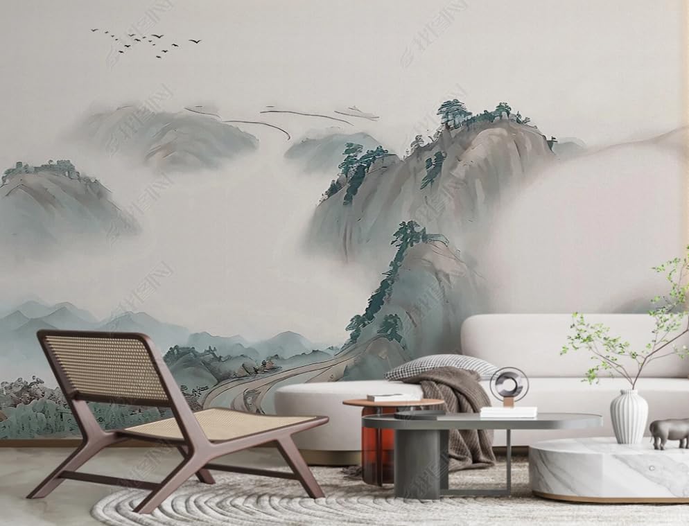 Papier peint intissé encre et brouillard pour décoration murale de salon
