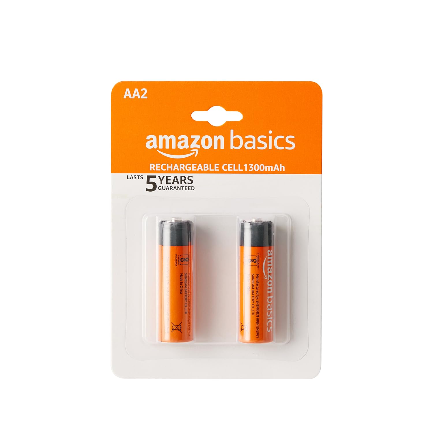Amazon Basics AA Rechargeable Batteries | 1300 mAh with 1.2 V Power| Ni-MH Batteries (Pack of 2)