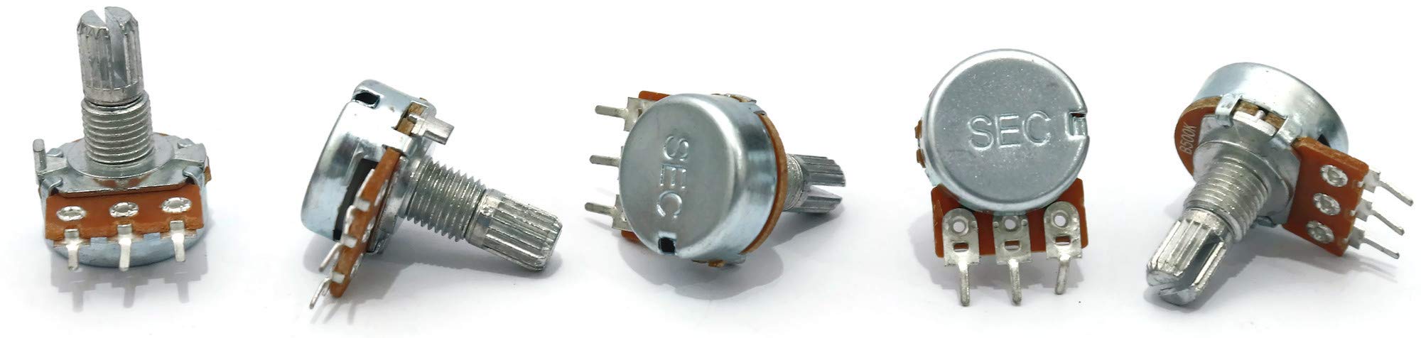 Electronic Spices 500K Rotary potentiometer round shaft handle 3 pin pack of 2pcs