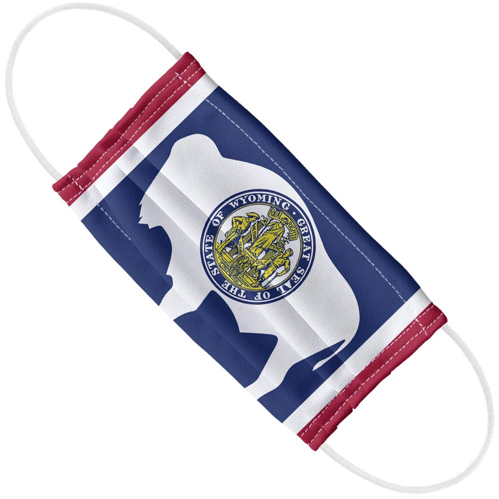 Wyoming Flag 1-Ply Reusable Face Mask Covering with Adjustable Nose Wire, Unisex