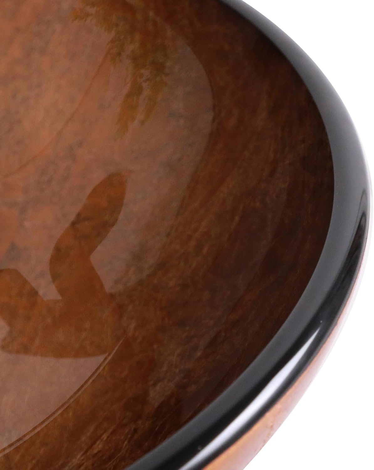 Kichae Round Glass Vessel Sink - 15" x 15" Tempered Glass Bathroom Vessel Sink for Bathroom Vanity, Brown Reflections Above Counter Art Basin