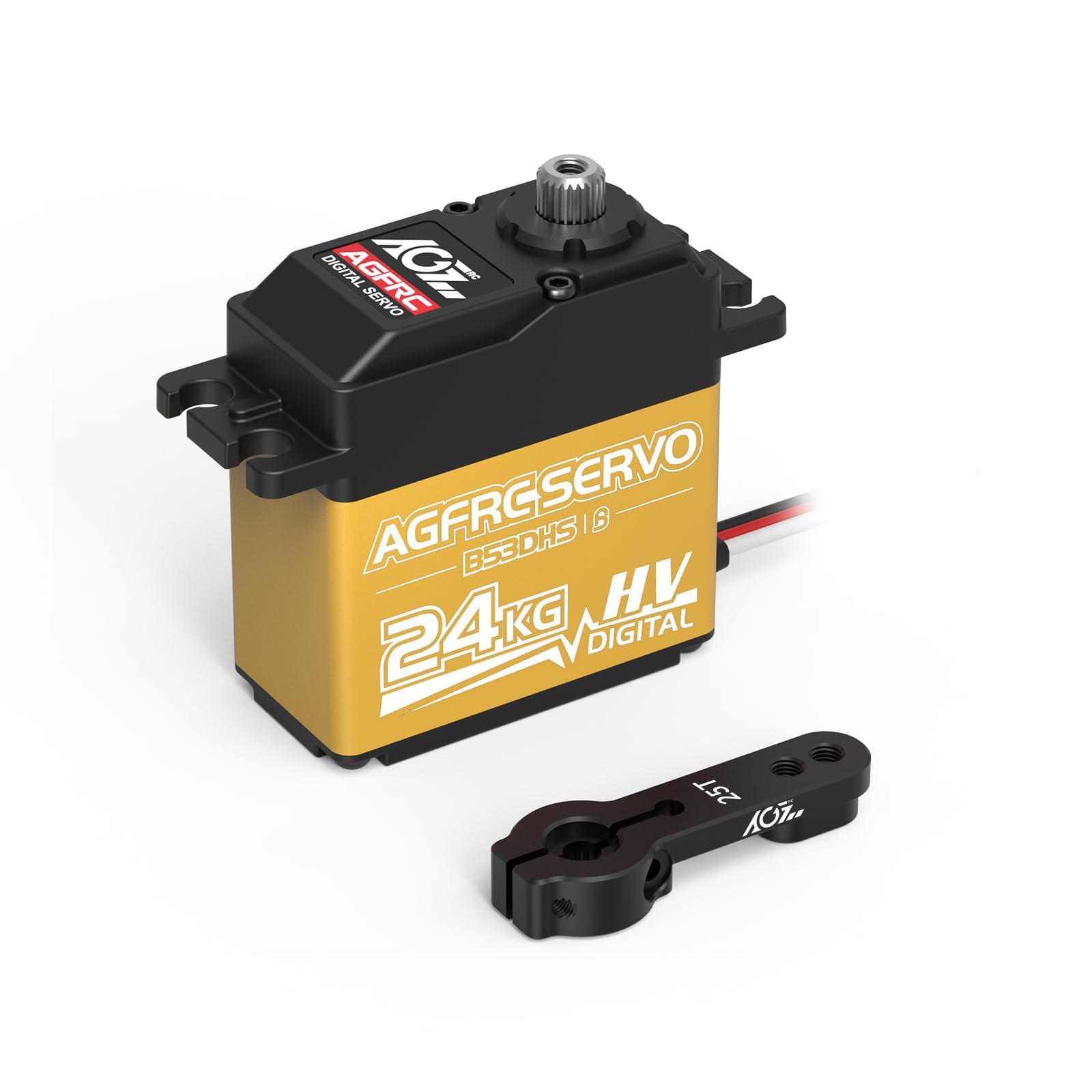 AGFRC 24KG Digital High Torque Servo Programmable Metal Gear Steering Servo for 1/10 RC Model, 180 Degree (B53DHS)