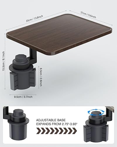 Miniatura 6 de Escritorio de automóvil para laptop, mesa con soporte para tazas con rotación de 360, soporte de madera para portátil para automóvil, mesa para