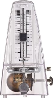 Metrónomo Mecánico Septpenta, Tempo de Ritmo Ajustable, Metrónomo de Metal Transparente para Piano, Guitarra, Violín, Batería y Otros Instrumentos, Color Transparente (Blanco)