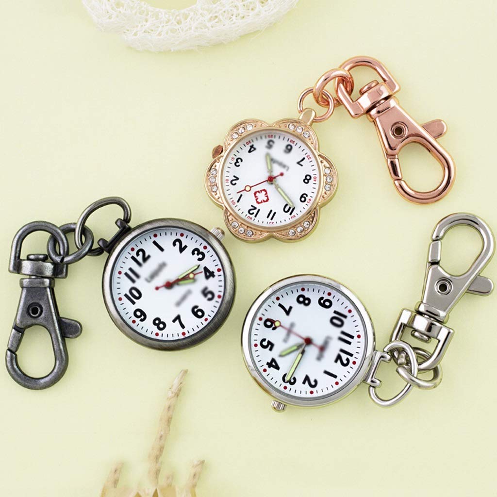 Montre De Poche Porte-clés Classique à Quartz En Métal Rouge