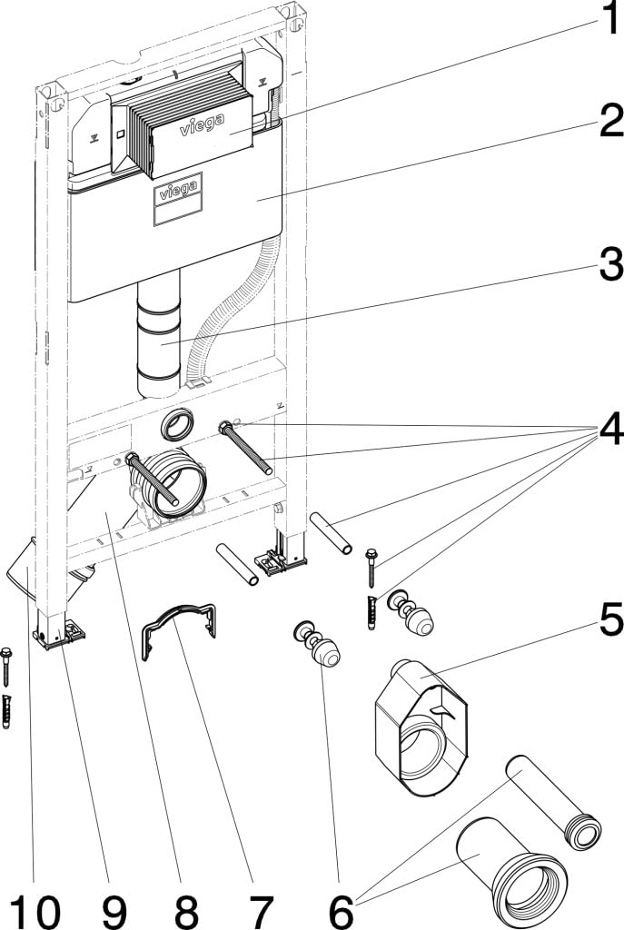 WC-Element Prevista Dry, mit Dusch WC Anschluss 1120 mm 771980