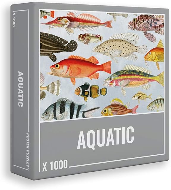 Aquatic  Gorgeous, Detailed Marine-Themed 1000-piece Fishing Puzzle for Adults featuring Vintage Fish Illustrations | Fishing Gifts for Men and Women