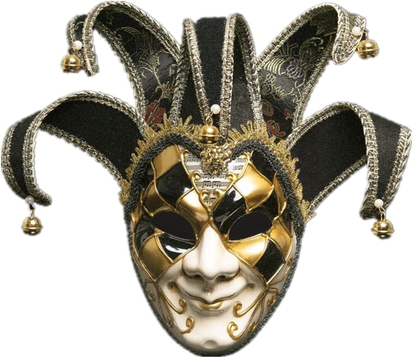 Full Face Venetian Joker Masquerade Mask Theater Jester Men Mask Party Holloween Prop Music Mardi Gras Wall Decorative Mask