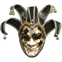 Full Face Venetian Joker Masquerade Mask Theater Jester Men Mask Party Holloween Prop Music Mardi Gras Wall Decorative Mask