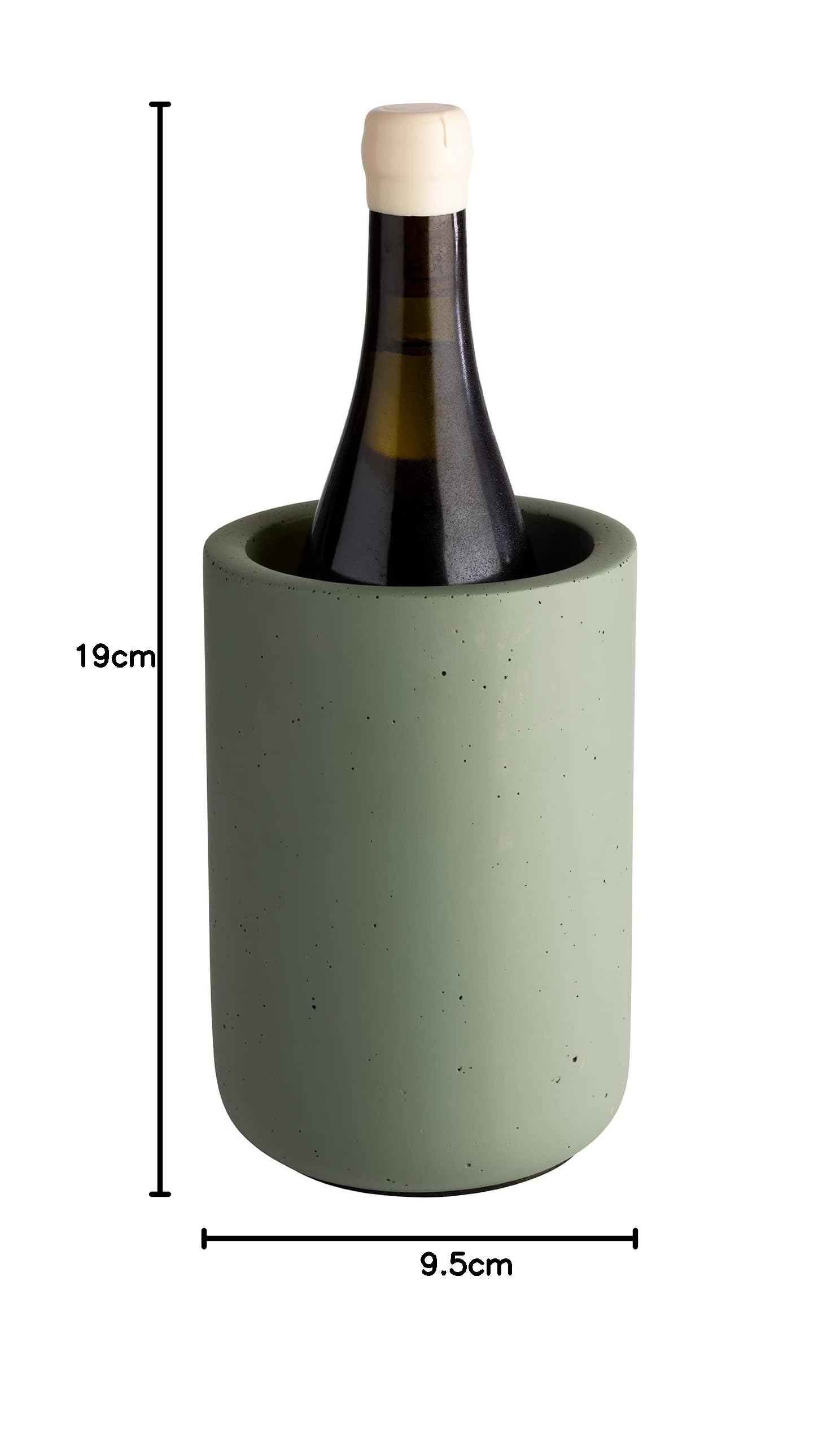 APS Rafraîchisseur de bouteille en béton - Avec dessous respectueux des meubles - Pour bouteilles de 0,7 à 1,5 l - Diamètre : 12/10 cm - Hauteur : 19 cm - Vert