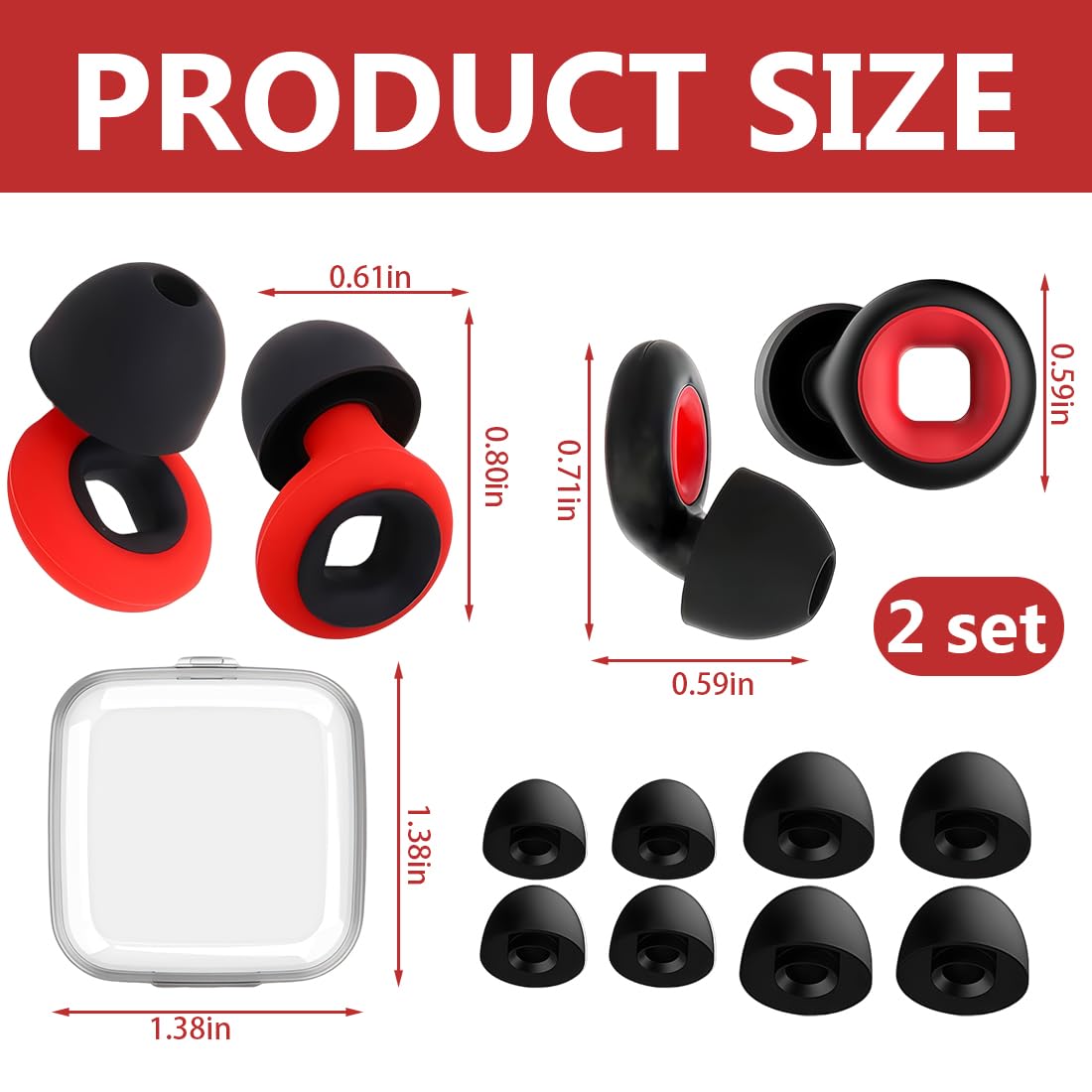 Tappi per Orecchie per Motociclisti, 2 Paia, Protezione dal Rumore del Vento, Tappi in Silicone Riutilizzabili per Concerti e Sonno - 2