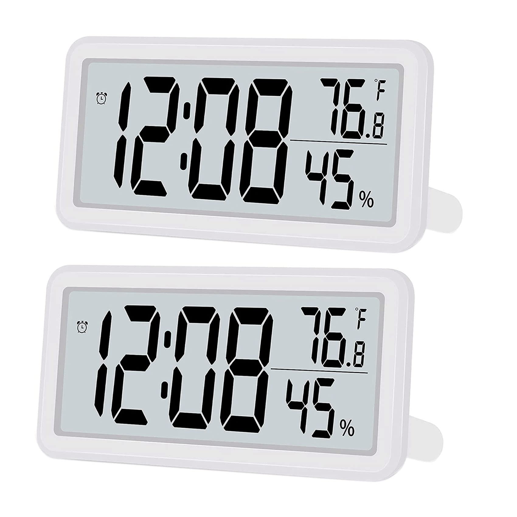 Hndhbfgrt 2X Digital Alarm Clock,Desk Clock,Battery Operated LCD Electronic Clock Decorations for Bedroom Kitchen - White