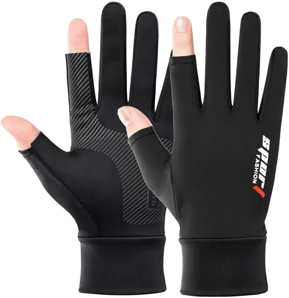 Luva Ciclismo Touch Screen Dois Dedos com Proteção Solar UV50+ Antiderrapante Confortável para Bike Moto Pesca