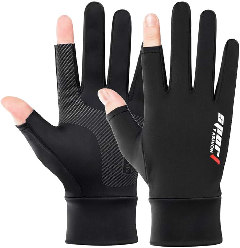 Luva Ciclismo Touch Screen Dois Dedos com Proteção Solar UV50+ Antiderrapante Confortável para Bike Moto Pesca