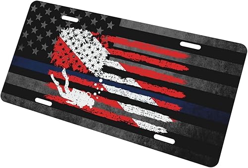 Miniatura 3 de Marco de placa de matrícula con bandera de buceo de Estados Unidos con bandera de buceo de Estados Unidos, marco de placa frontal de 6 x 12 pulgadas