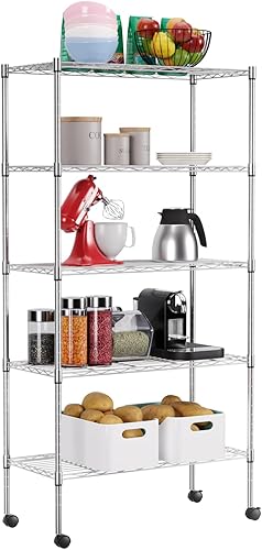 Miniatura 18 de Estantes de almacenamiento con marco de metal, estantería de alambre de 5 niveles, estante de almacenamiento certificado NSF, estante de