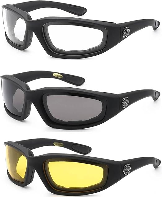 3 Pack Protective Motorcycle Riding Goggle Glasses Night Driving