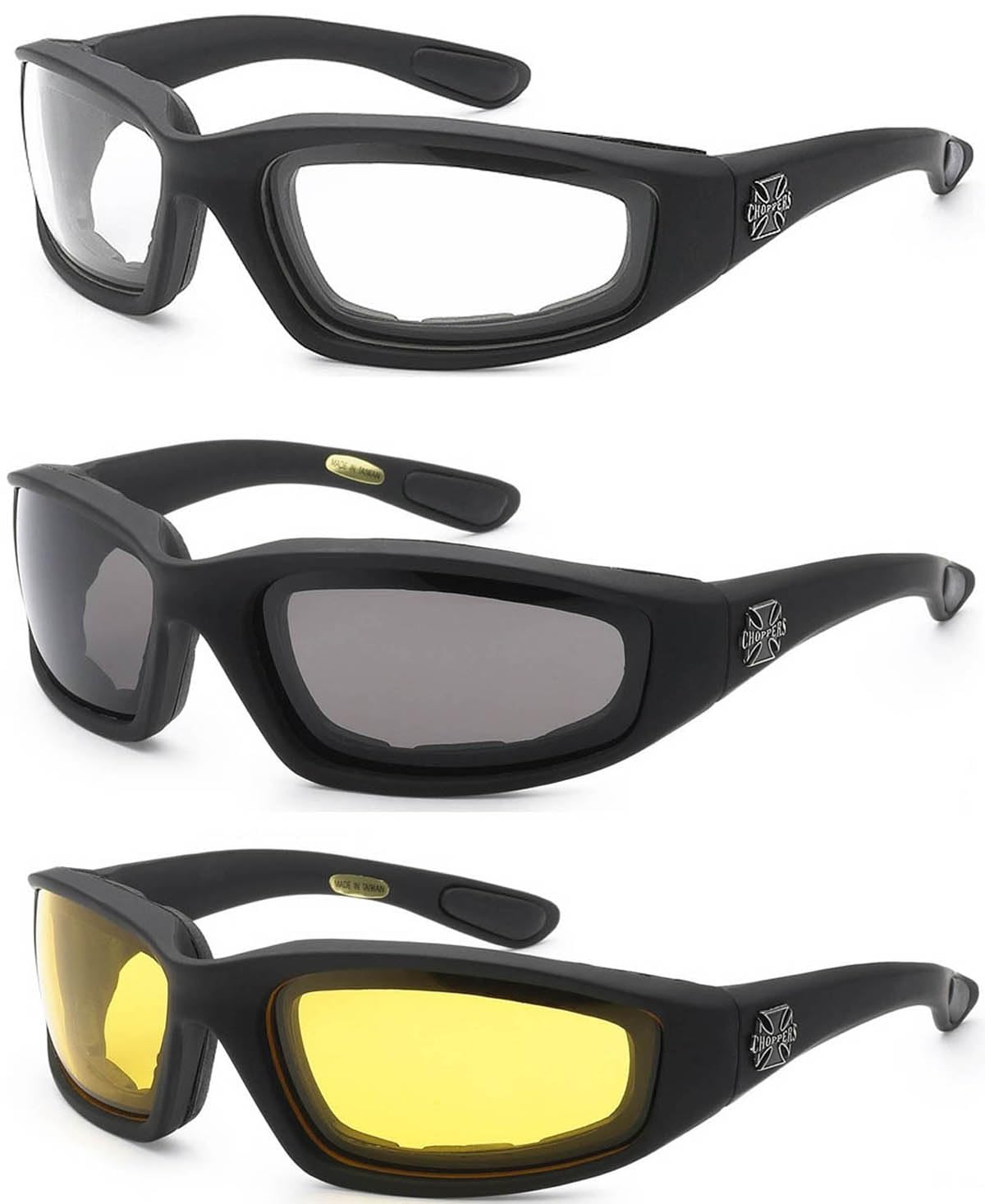 Choppers - Gafas protectoras para moto y conducción nocturna (3 unidades)