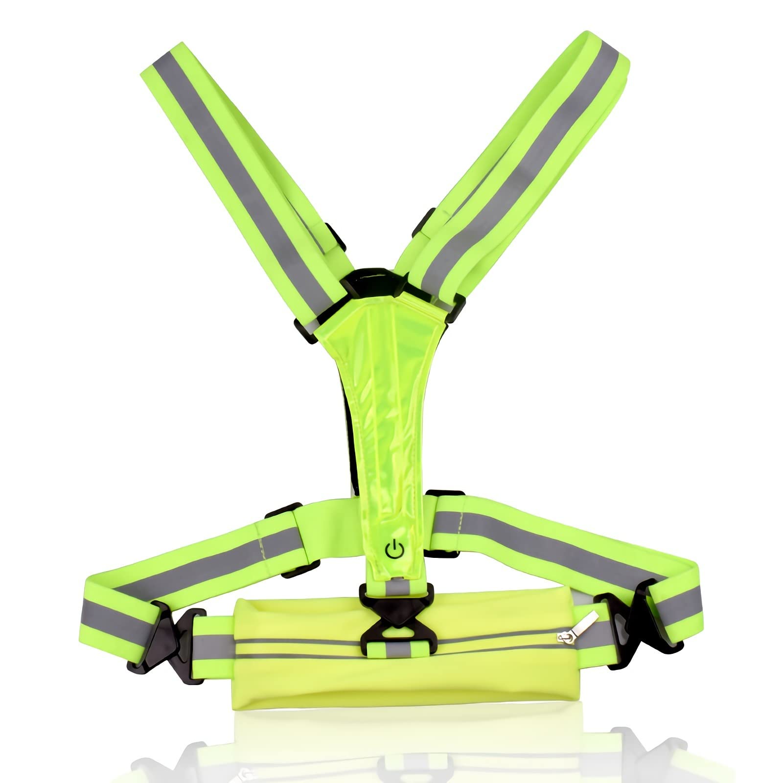 JIETULED Reflective Undershirt with Cell Phone Holder Adjustable Elastic Reflective Vest, Suitable for Night Running Lights for Runners