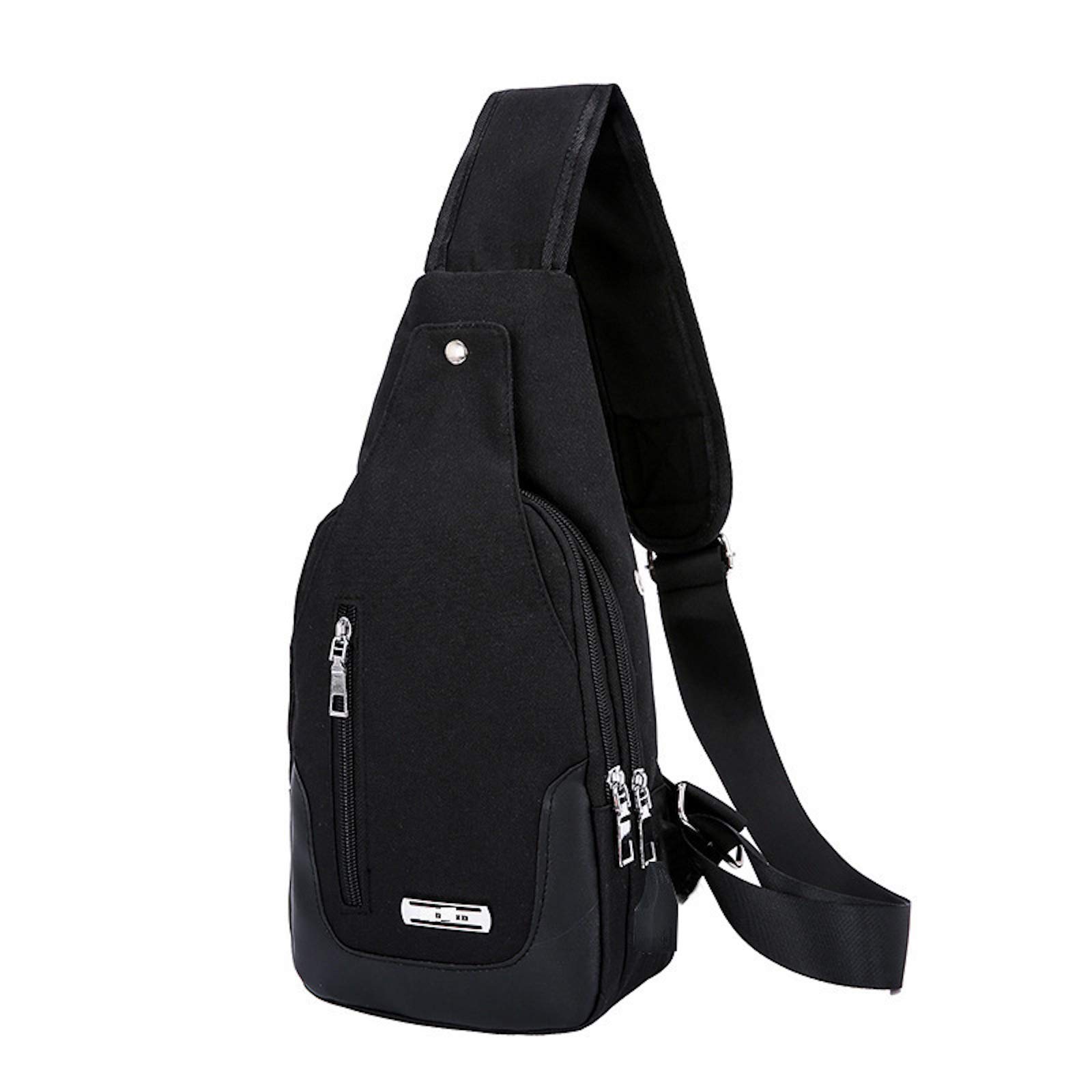 ElonglinUnisex Sling Bag Multipurpose Daypack Chest Bag Satchel Canvas Shoulder Chest Crossbody Bag with USB Charging Port