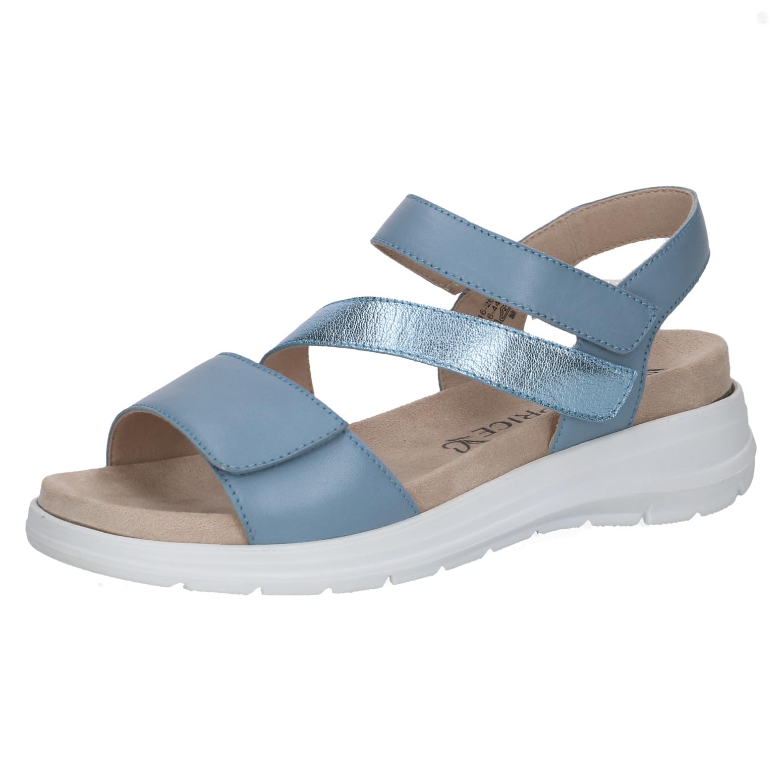 Caprice women's flat sandal in leather, Blue (BLUE COMB), 3.5 UK