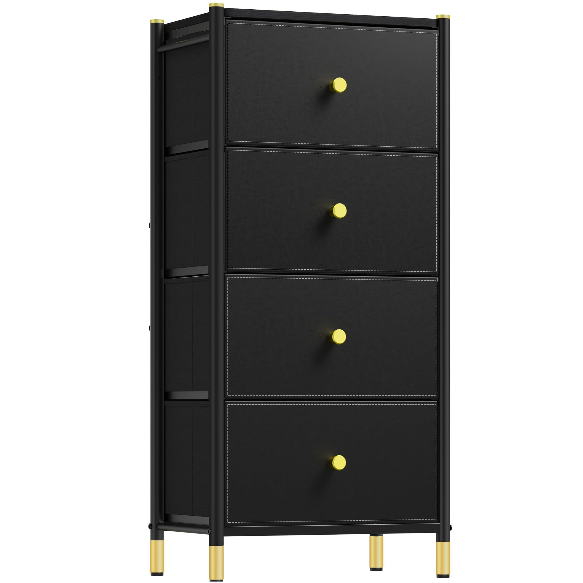 YITAHOME Chest of Drawers,Bedroom Storage Drawers,Cabinet with 4 Drawers,Fabric Drawers with Handles,Black