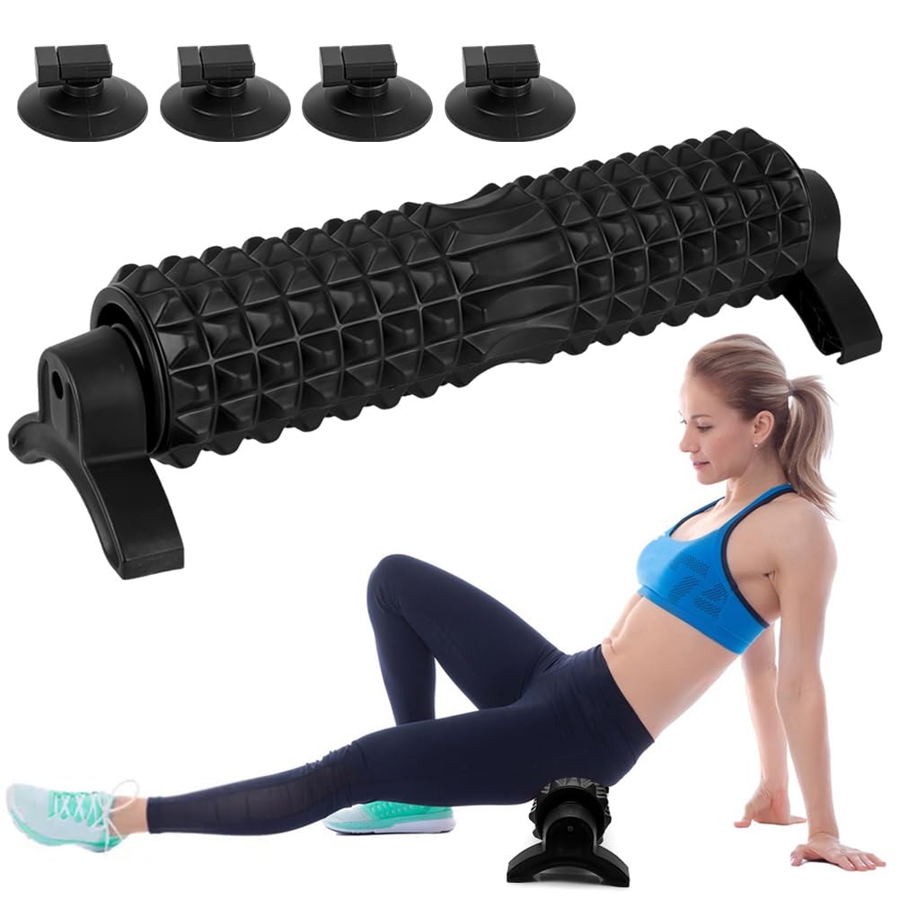 Rouleau de fascia avec texture 3D - 53 cm - Avec support - Pour dos et jambes - Dureté moyenne - Pour étirement du corps, récupération, entraînement et tissus profonds