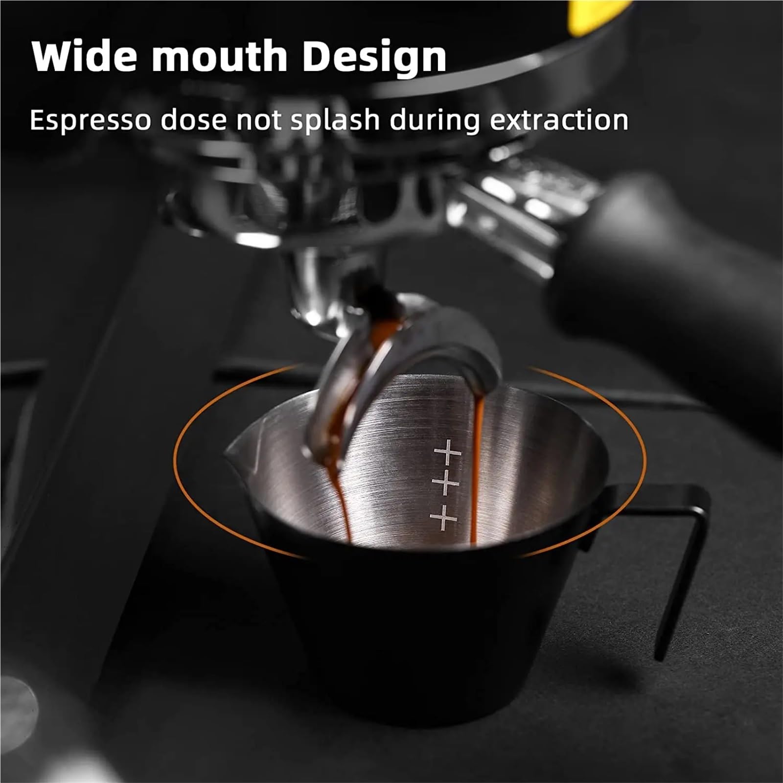 Jarra para Espumar Leche Taza medidora de Espresso de 100ml con Escala, Taza de café de Acero Inoxidable, Boca Afilada con Mango, Tazas Medidas a Escala, Tazas de café(Silver)
