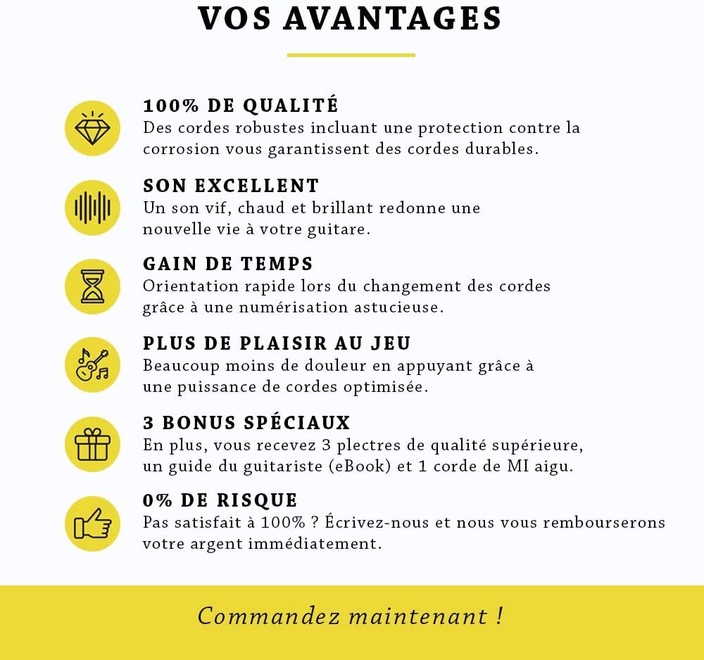 BELFORT® Cordes VAINQUEUR DE TEST 2019 - Pour guitare folk & acoustique - BONUS : Ebook gratuit + 4 plectres - en Phosphor Bronze (lot de 6) (1 jeu – 6 cordes + 1E sup. (.011/.052))