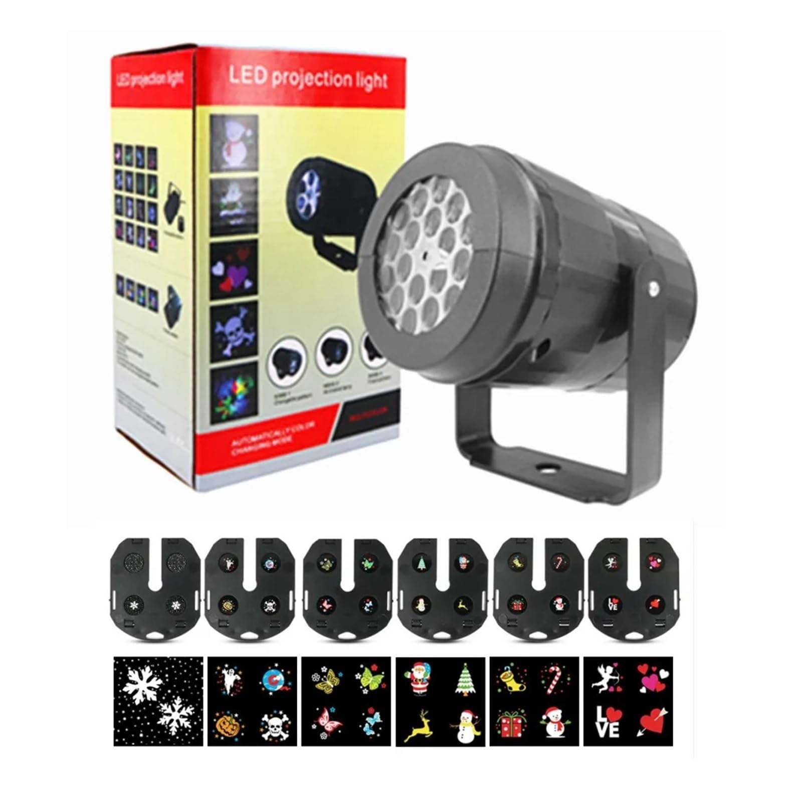 Projektorlicht, Halloween-Hologramm-Projektor, Weihnachtsbeleuchtung, LED-Schneeflockenprojektor, 4W Sta-Lichter, rotierendes Weihnachtsmuster, Festtagsbeleuchtung, Gartendekoration für Hall
