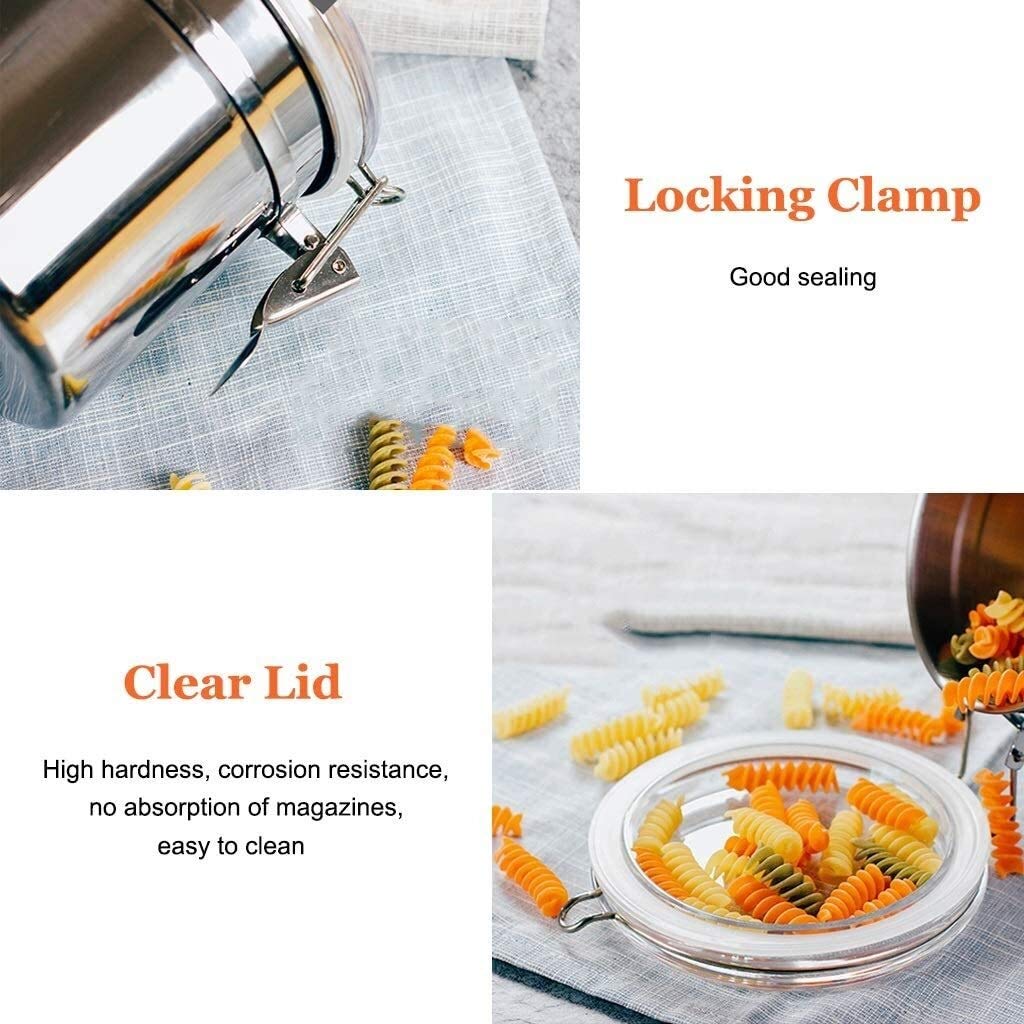 Contenitori Alimentari per Cereali Set Contenitori for alimenti in 4 pezzi Set di barattoli for caffè in acciaio inossidabile spazzolato for bancone da cucina con coperchio ermetico, organizzazione de