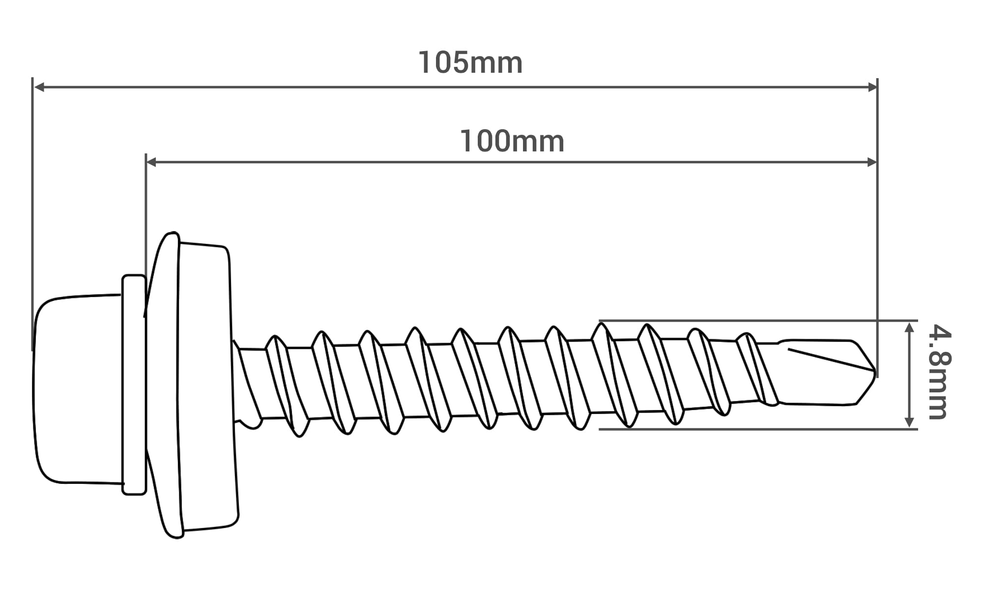 VOOXA 200 stuks zelfborende trapeziumplaatschroeven 4,8 x 20 met EPDM afdichtring | verzinkt staal RAL7016 antraciet grijs | zeskantkop SW8