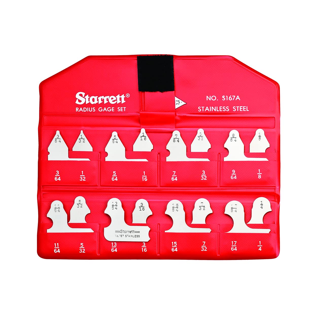 Starrett S167AZ Radius Gauge Set Inch Without Holder, Satin Finish, 1