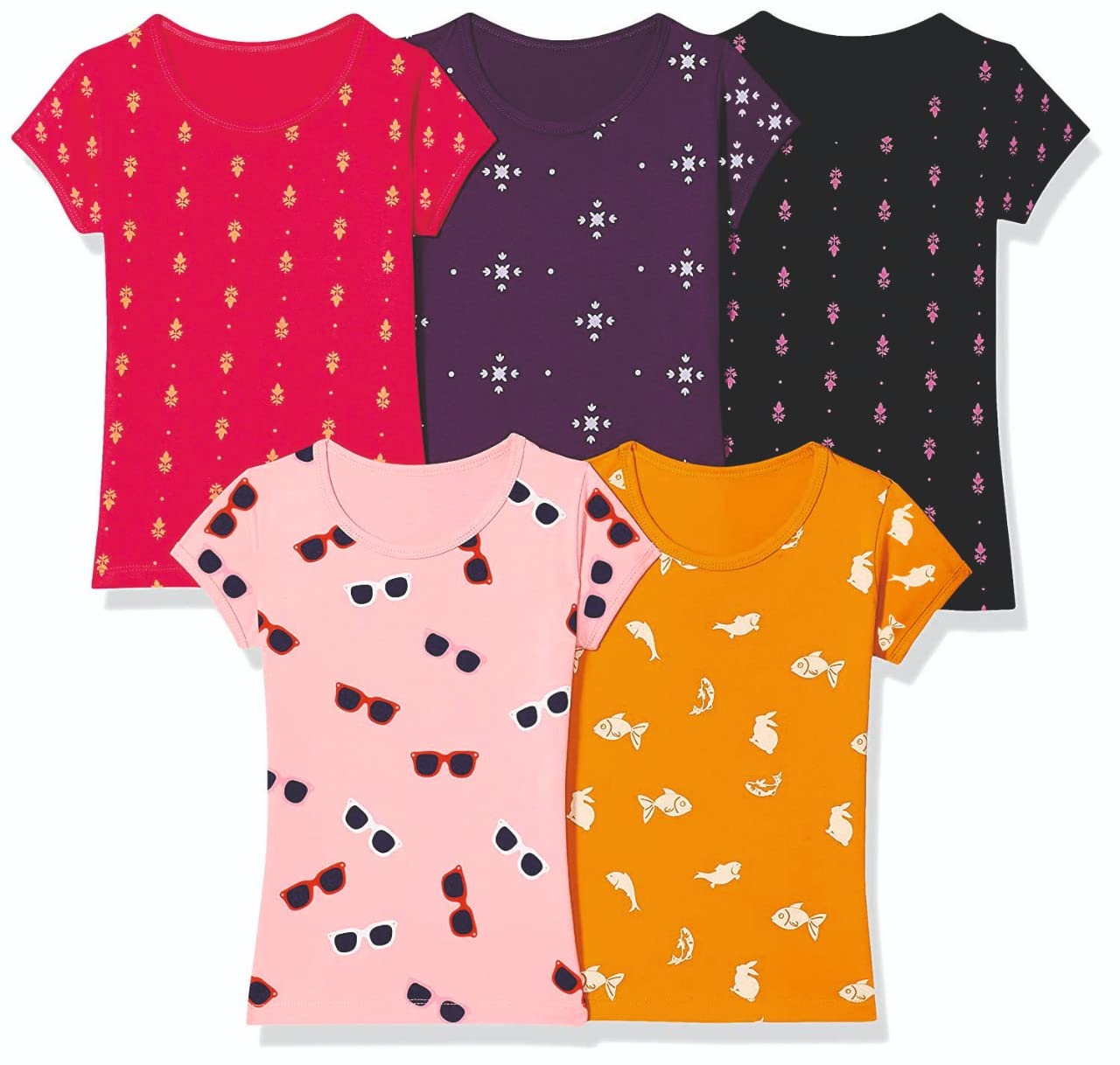 T2F Girls Cotton Printed Regular Fit T-Shirt (Pack of 5) - Review, Price and Buying Guide