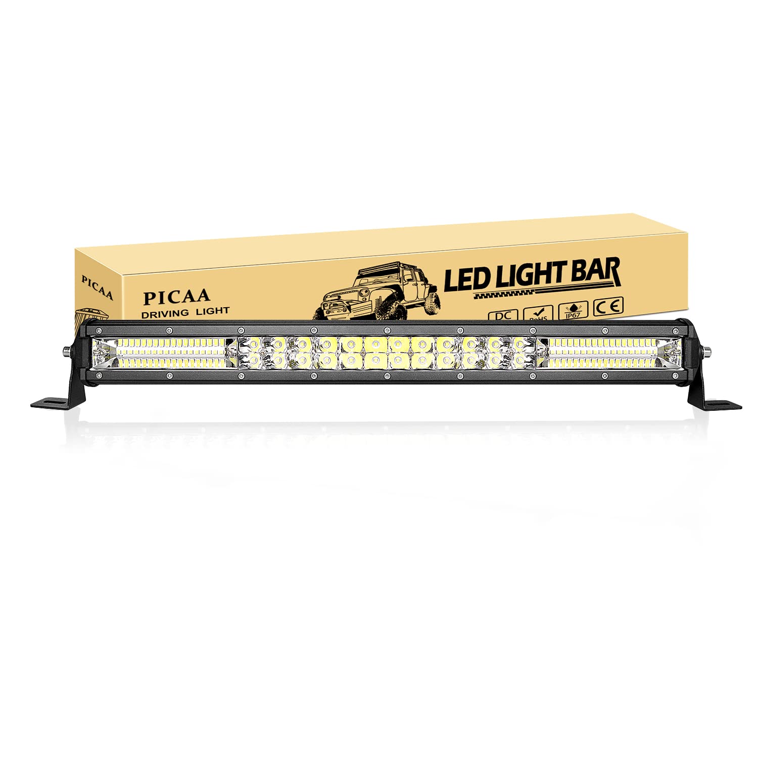PICAA Barre LED, 7D Triple Rangée 20 Pouces 50 CM 180W Barre Lumineuse